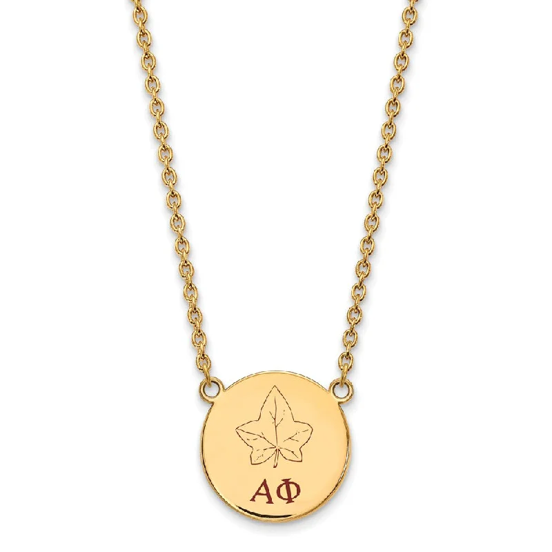 14K Plated Silver Alpha Phi Large Enamel Necklace