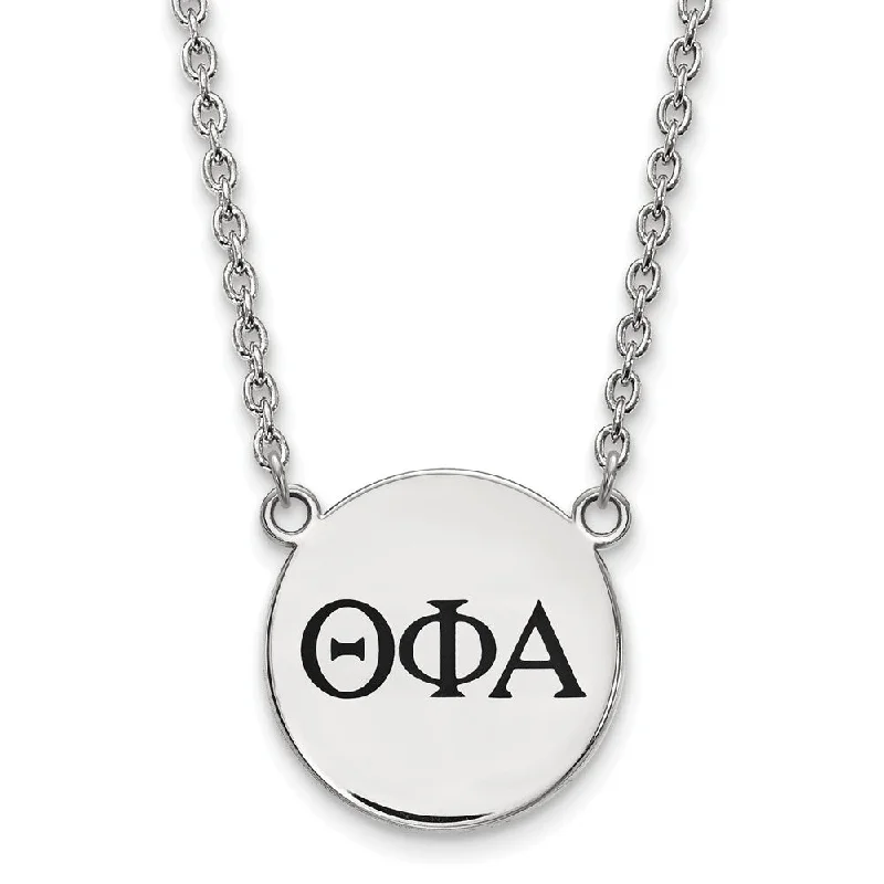 Sterling Silver Theta Phi Alpha Large Enamel Greek Letters Necklace