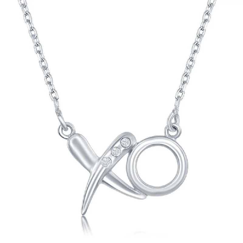 Sterling Silver 0.03cttw Diamond "XO" Necklace