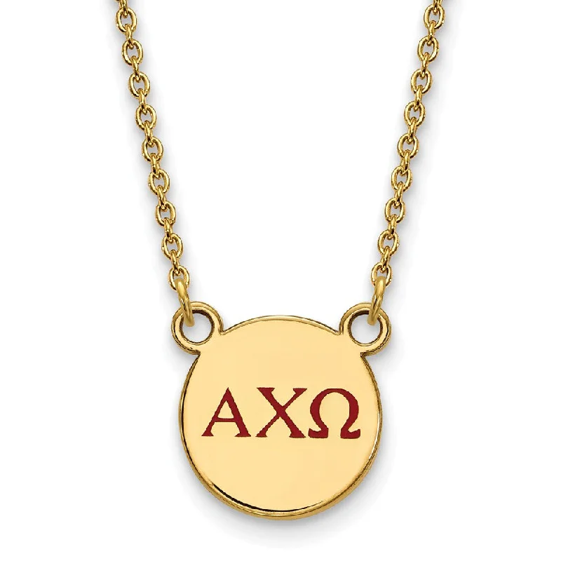 14K Plated Silver Alpha Chi Omega Small Red Enamel Greek Necklace