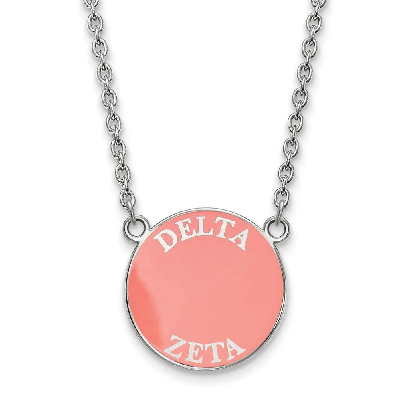 Sterling Silver Delta Zeta Large Enamel Disc Necklace