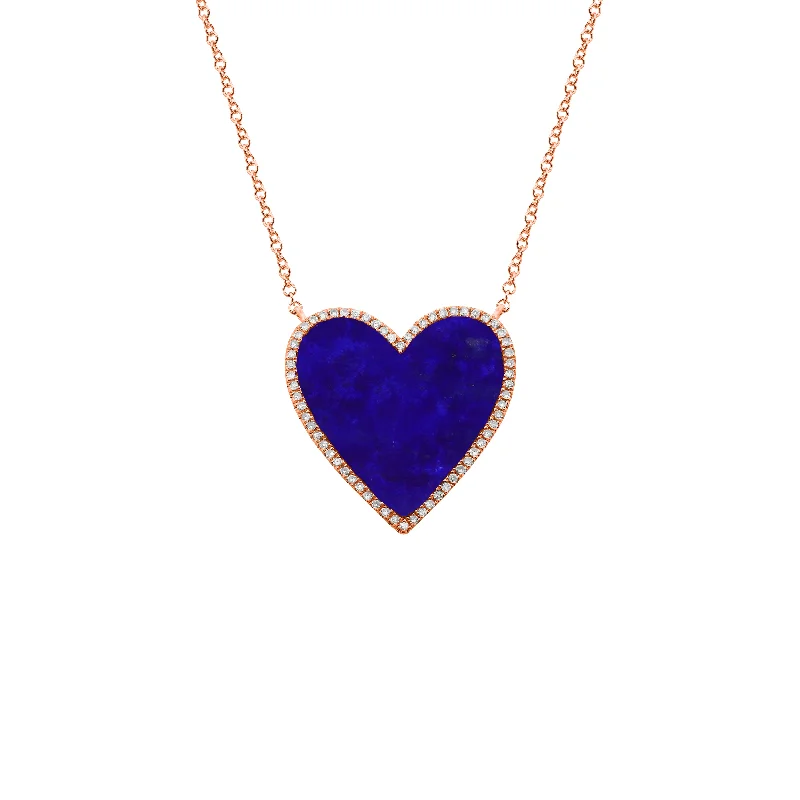 14K GOLD DIAMOND LAPIS LARGE HAILEY NECKLACE