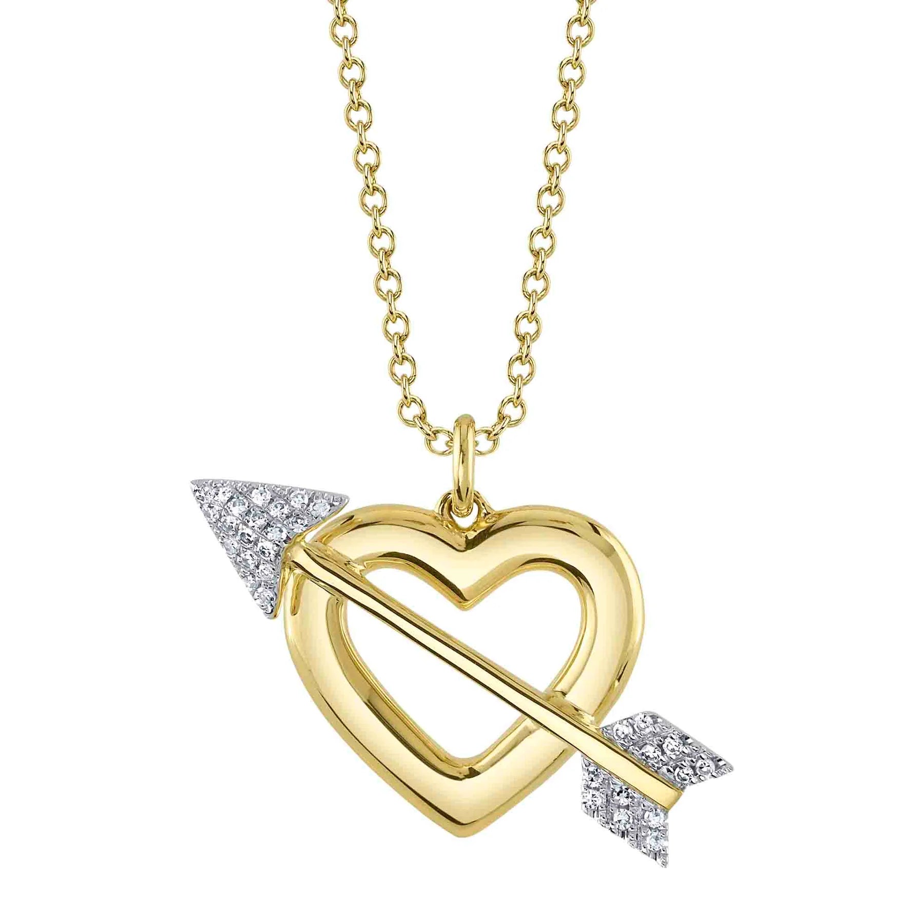 14K GOLD DIAMOND ADRIANA HEART AND ARROW NECKLACE