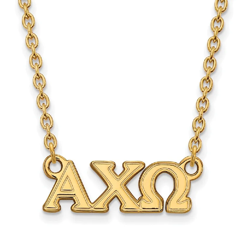 14K Plated Silver Alpha Chi Omega Small Greek Letters Necklace