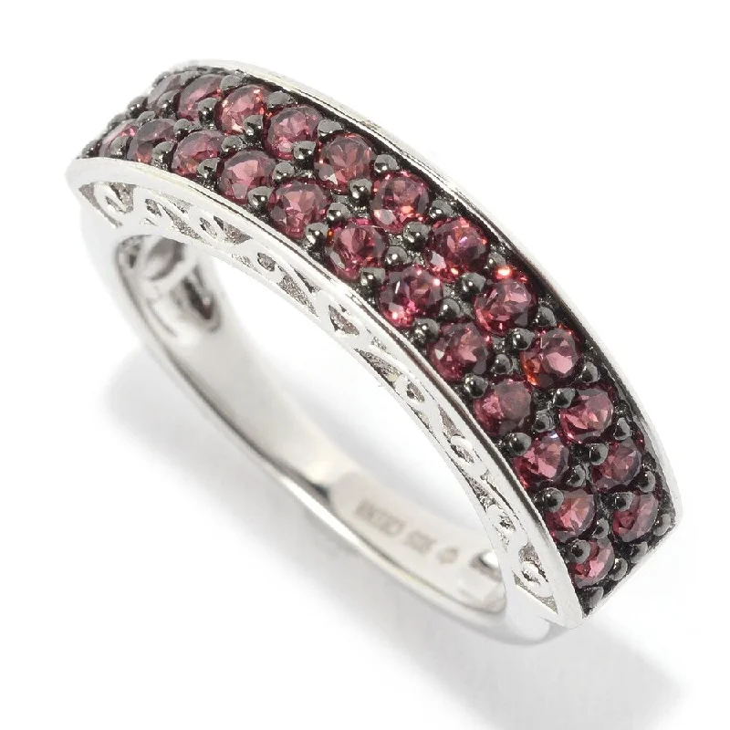 Sterling Silver Double-row Rhodolite Stackable Ring