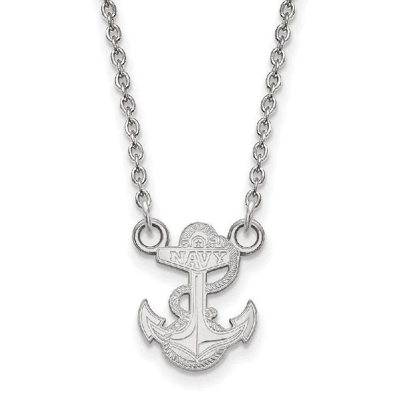 Sterling Silver U.S. Navy Small Logo Pendant Necklace