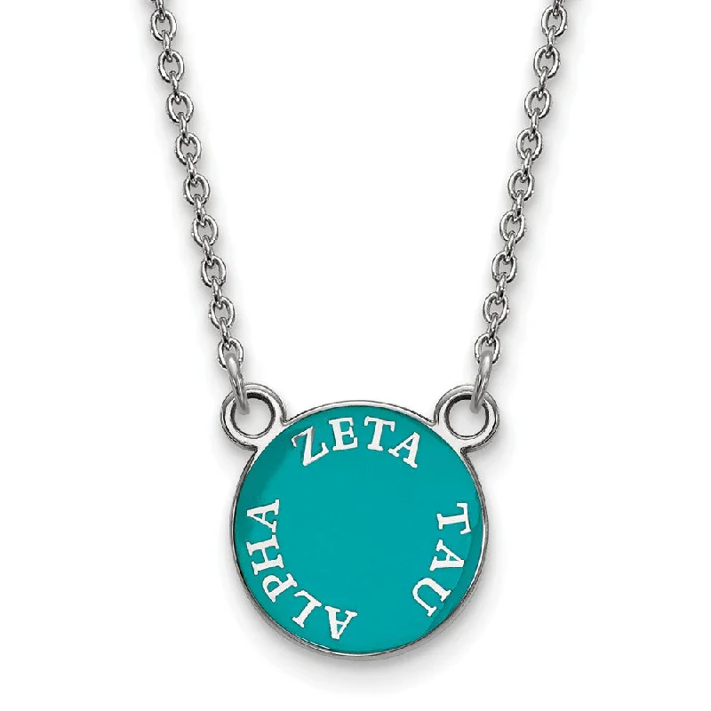 Sterling Silver Zeta Tau Alpha Small Enamel Disc Necklace