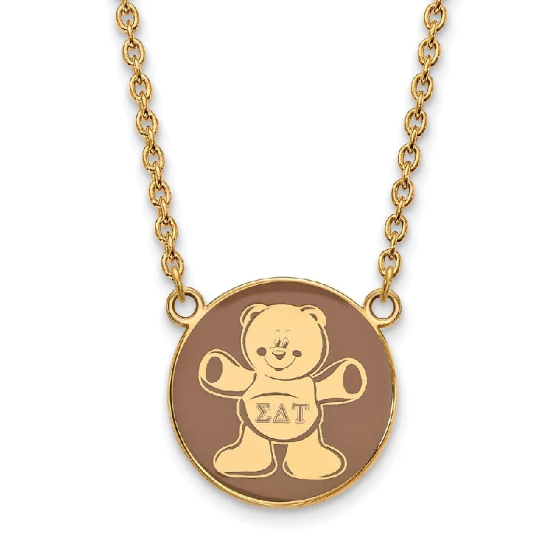 14K Plated Silver Sigma Delta Tau Large Enamel Mascot Necklace