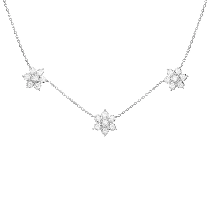 14K GOLD DIAMOND HANNAH 3 FLOWER NECKLACE