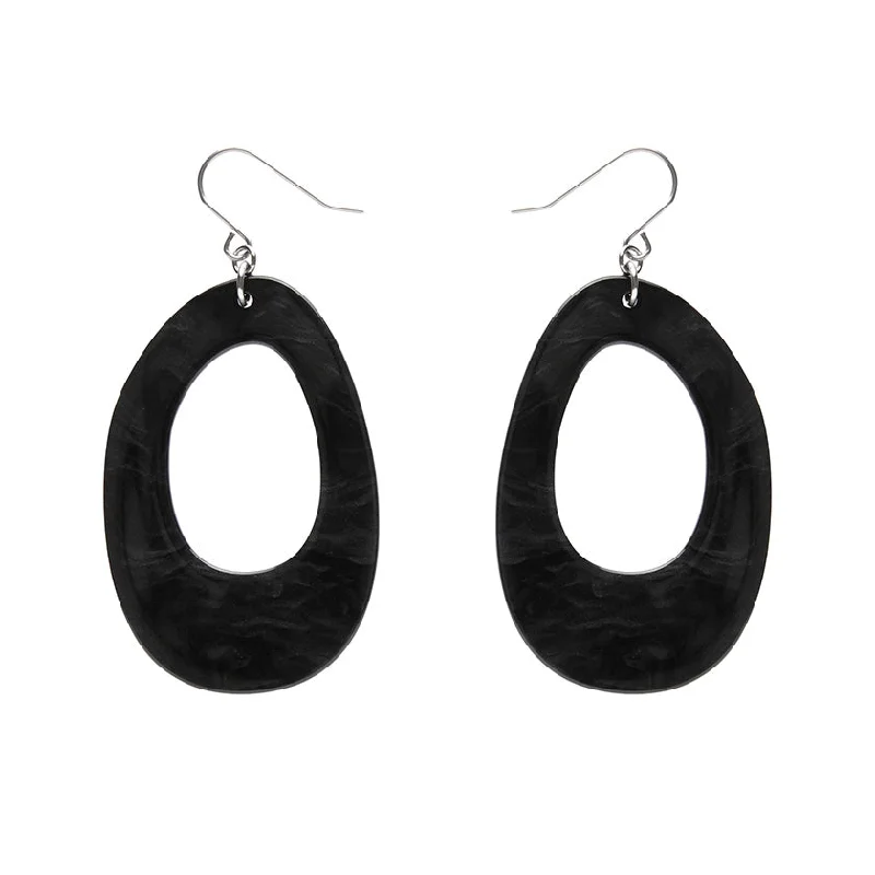 Erstwilder -  Bold Hoop Ripple Drop Earrings - Black