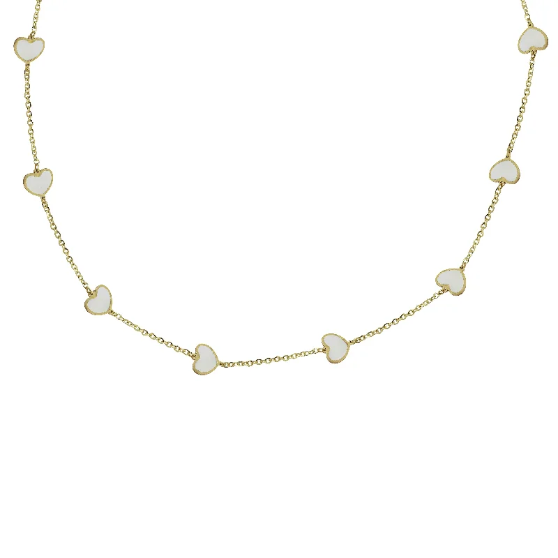 14K GOLD MOTHER OF PEARL MEGAN HEART NECKLACE