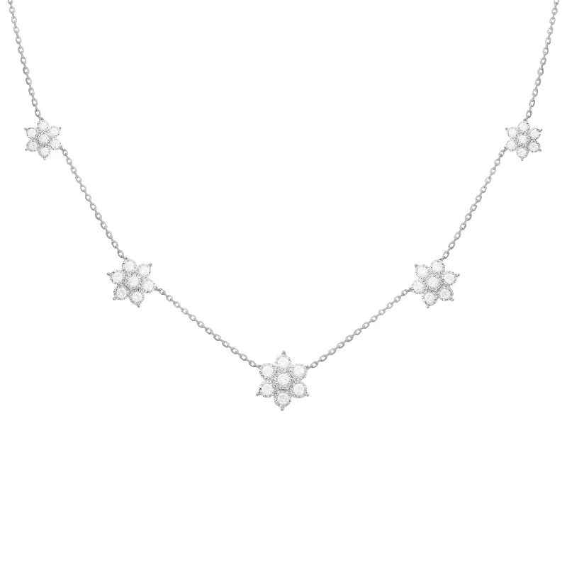 14K GOLD DIAMOND HANNAH 5 FLOWER NECKLACE