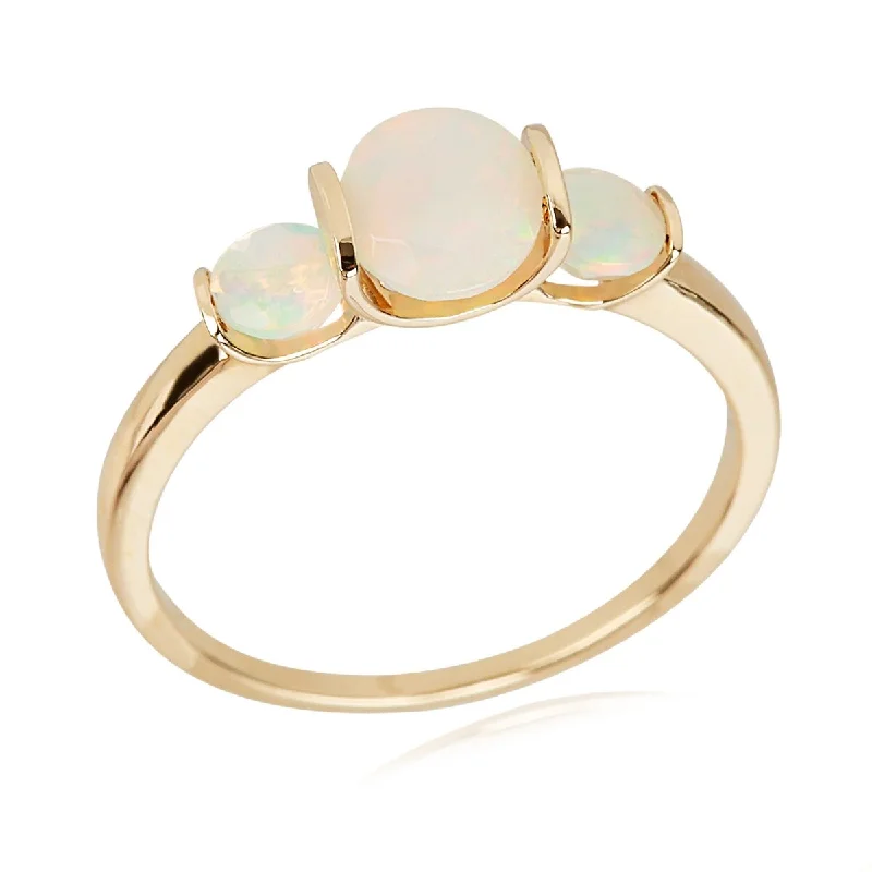 14Kt Yellow Gold Ethiopian Opal 3 Stone Ring