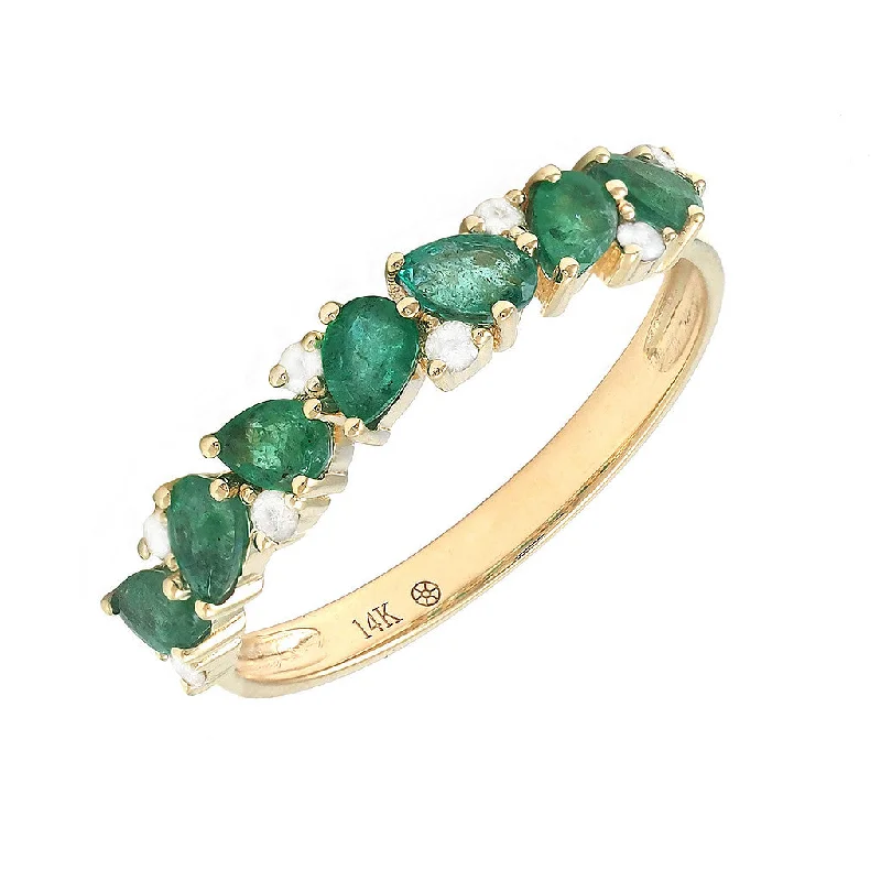 14K GOLD DIAMOND EMERALD KATE RING