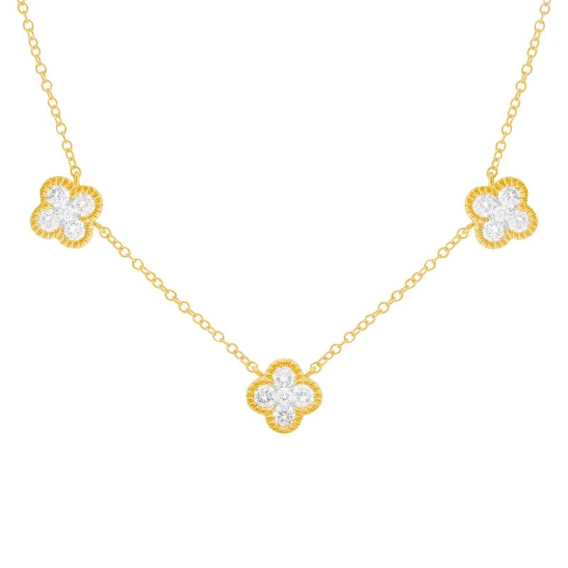 14K GOLD DIAMOND CASSIE CLOVER NECKLACE