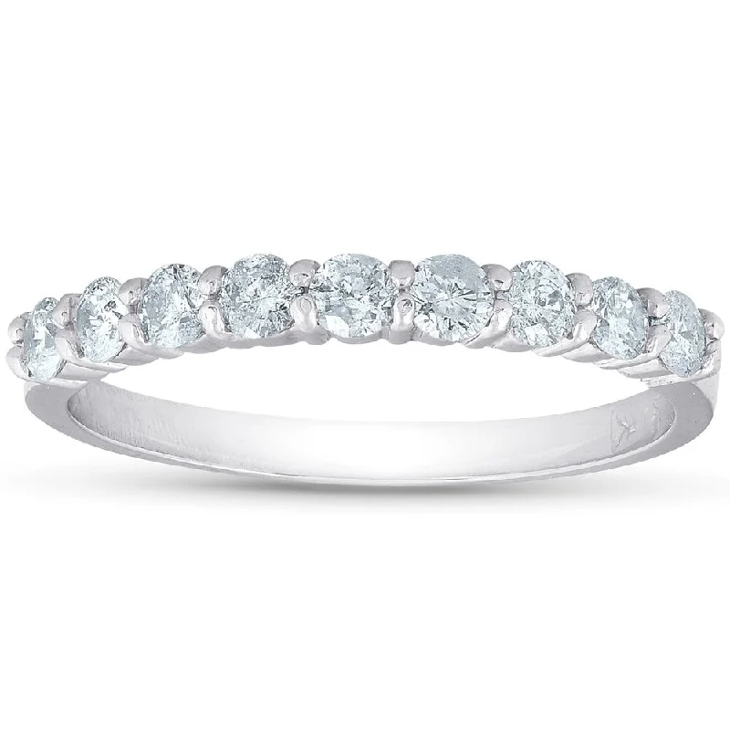 1/2ct Diamond Wedding Ring Womens Half Eternity Ring 14k White Gold