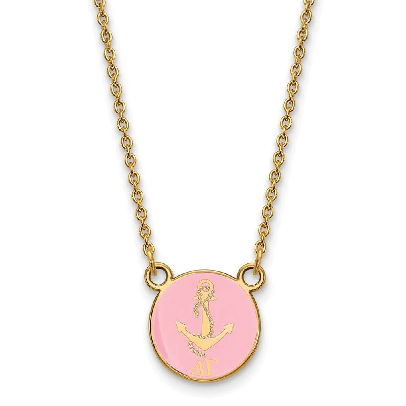 14K Plated Silver Delta Gamma Small Enamel Logo Necklace