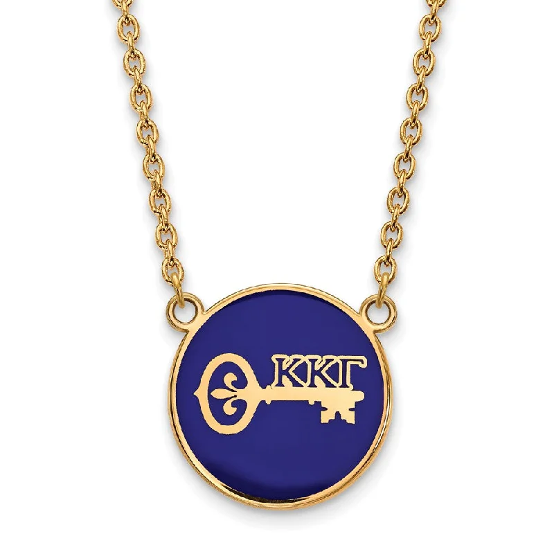 14K Plated Silver Kappa Kappa Gamma Large Enamel Logo Necklace