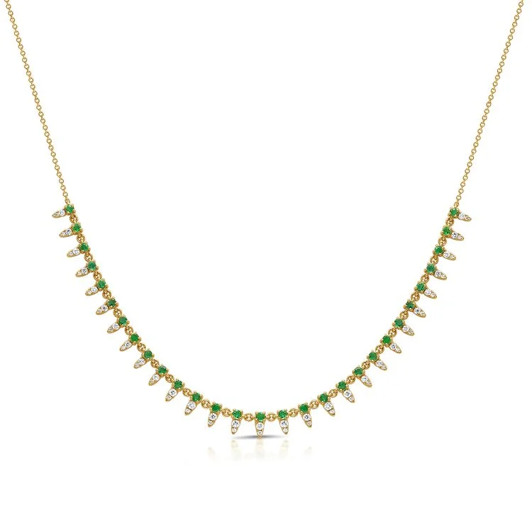 14K GOLD DIAMOND EMERALD EVIE NECKLACE