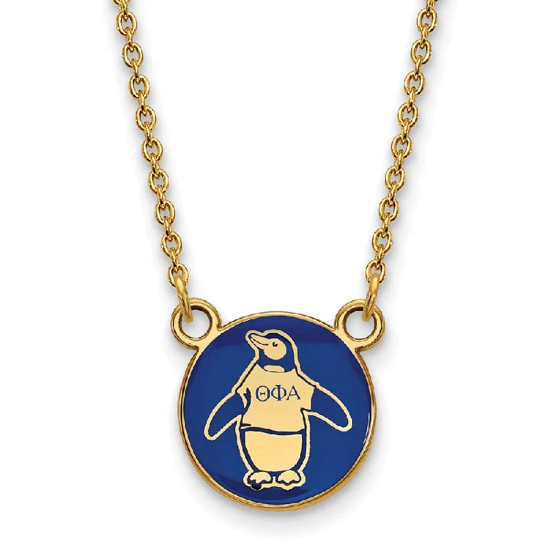 14K Plated Silver Theta Phi Alpha Small Enamel Mascot Necklace