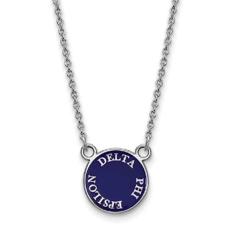 Sterling Silver Delta Phi Epsilon Small Enamel Disc Necklace