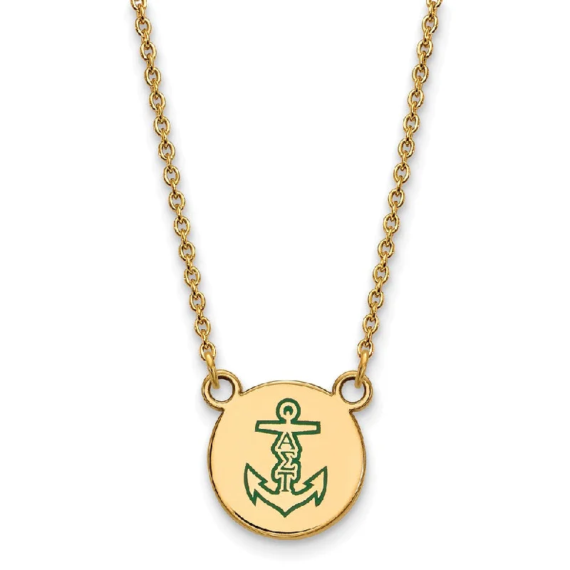 14K Plated Silver Alpha Sigma Tau Small Enamel Necklace