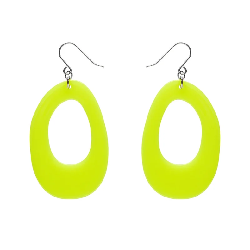 Erstwilder - Bold Hoop Drop Earrings - Neon Yellow