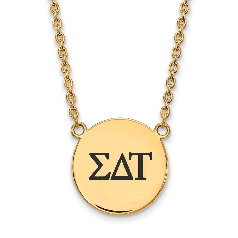 14K Plated Silver Sigma Delta Tau Large Enamel Greek Letters Necklace