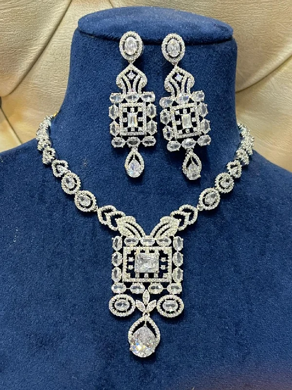 Stunning AD Necklace Set with CZ Stones for Indian Weddings Pakistani Jewelry and Bridal Looks