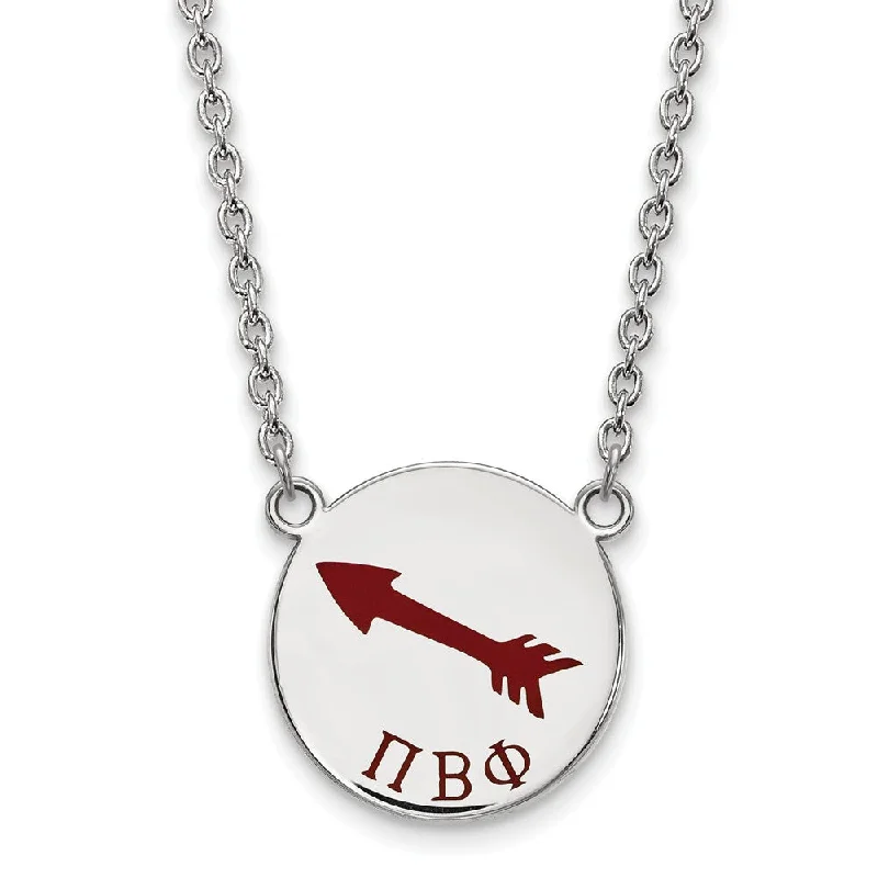 Sterling Silver Pi Beta Phi Large Enamel Necklace