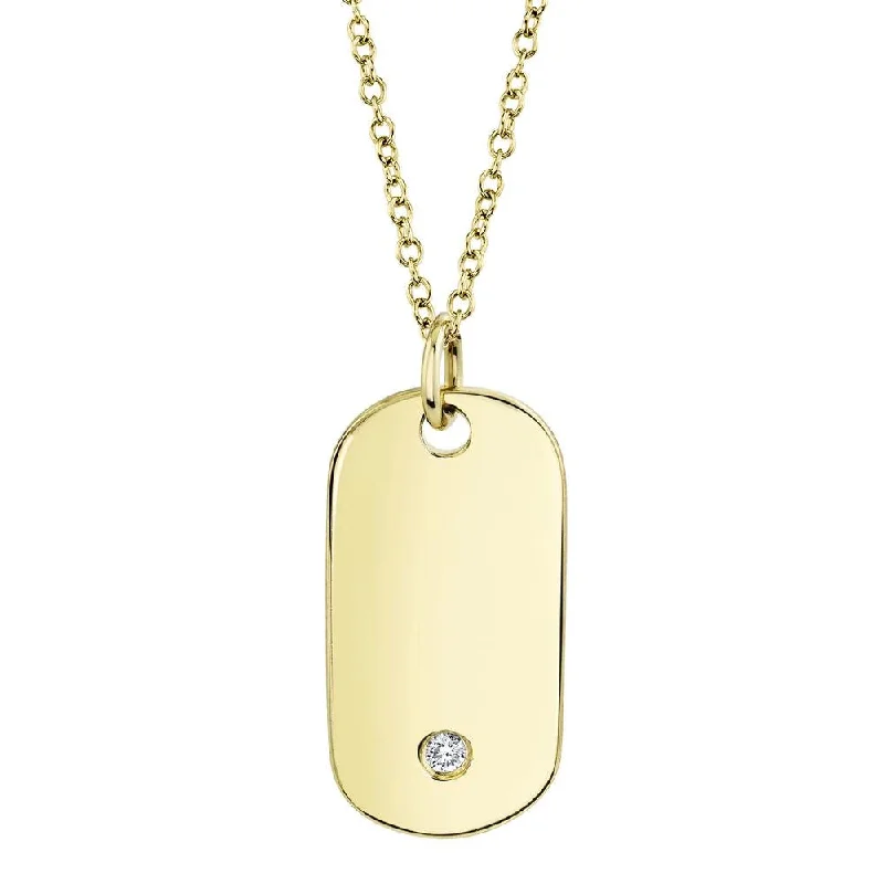 14K GOLD DIAMOND KENDRA DOG TAG NECKLACE