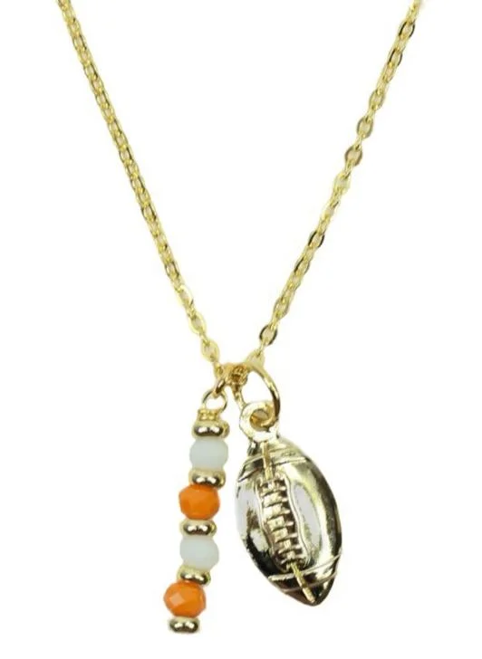 The Touchdown Necklace - Orange + White