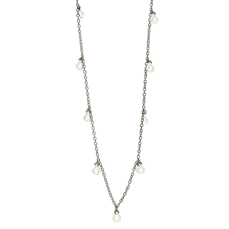 Bezel Droplet Strand Necklace