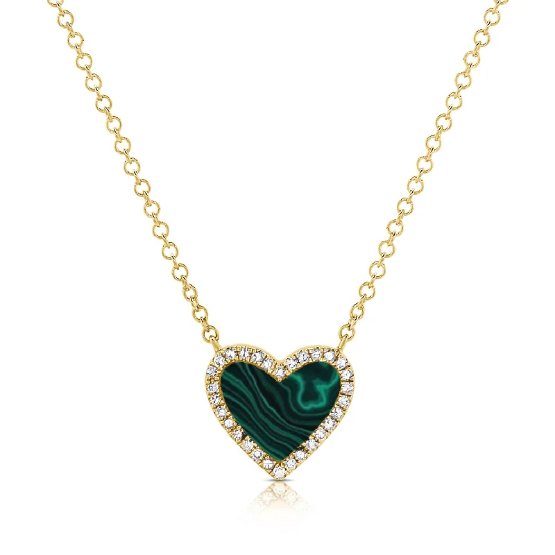 14K GOLD DIAMOND MALACHITE SMALL HAILEY NECKLACE