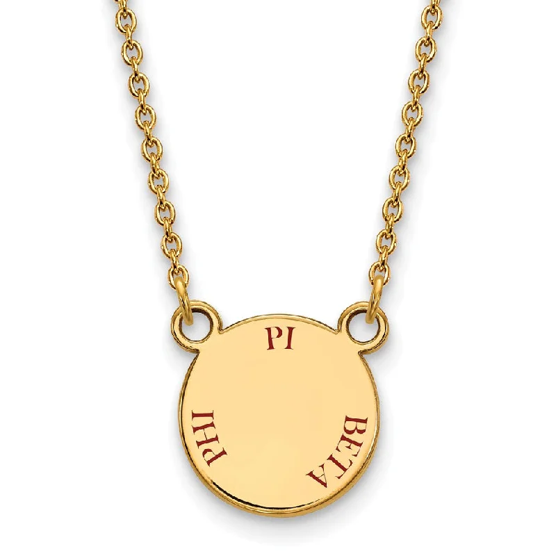 14K Plated Silver Pi Beta Phi Small Red Enamel Necklace