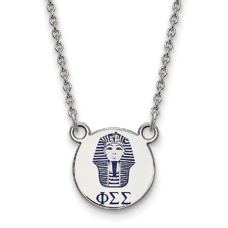 Sterling Silver Phi Sigma Sigma Small Enamel Necklace