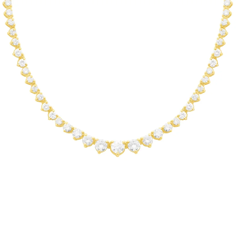 14K GOLD 6.76 CT DIAMOND GRADUATED TENNIS NECKLACE