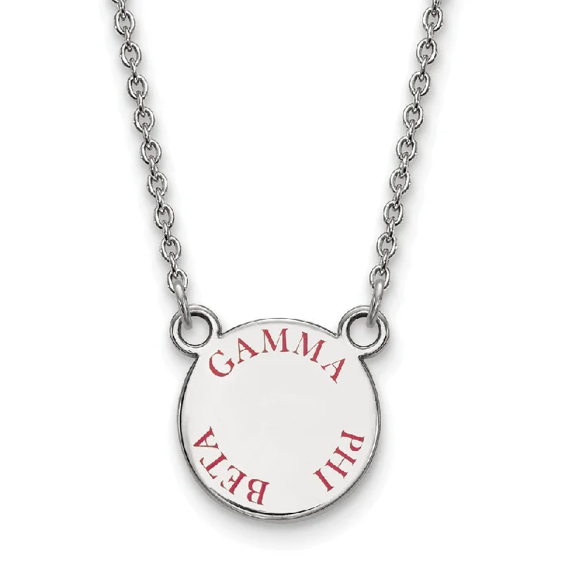 Sterling Silver Gamma Phi Beta Small Red Enamel Necklace