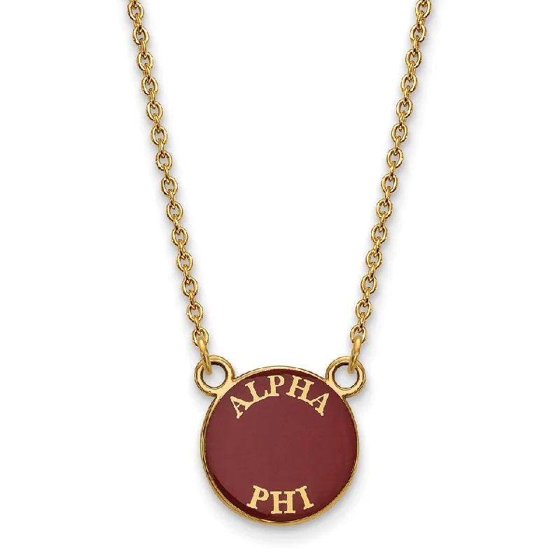 14K Plated Silver Alpha Phi Small Enamel Disc Necklace