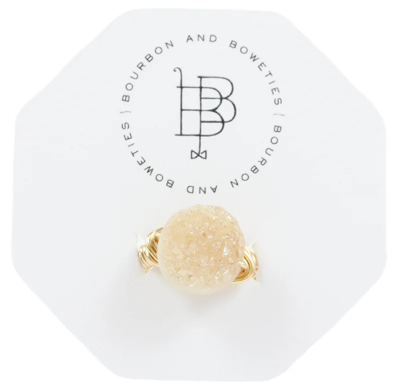 Round Champagne Druzy Ring