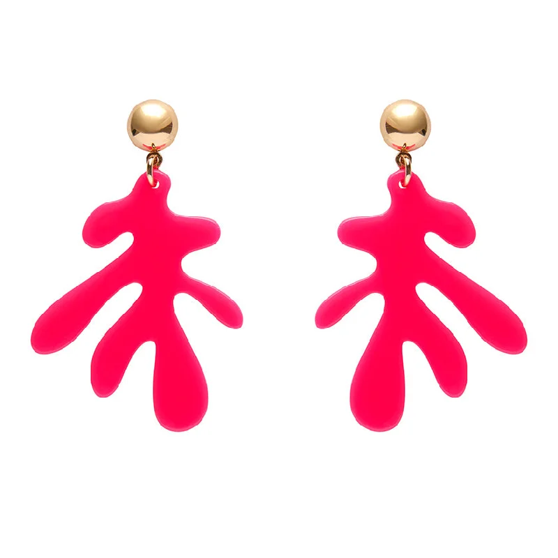 Erstwilder - Coral Solid Drop Earrings - Neon Pink