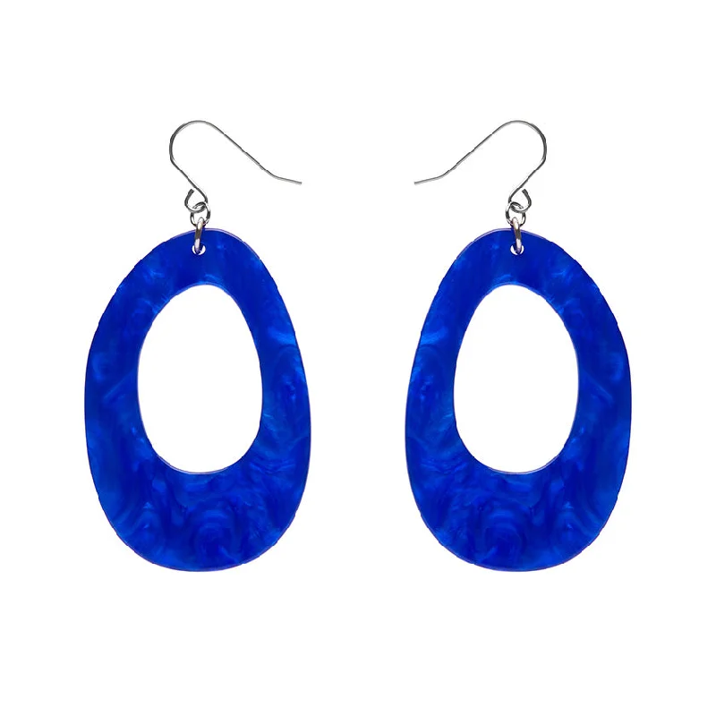 Erstwilder - Bold Hoop Ripple Drop Earrings - Navy Blue