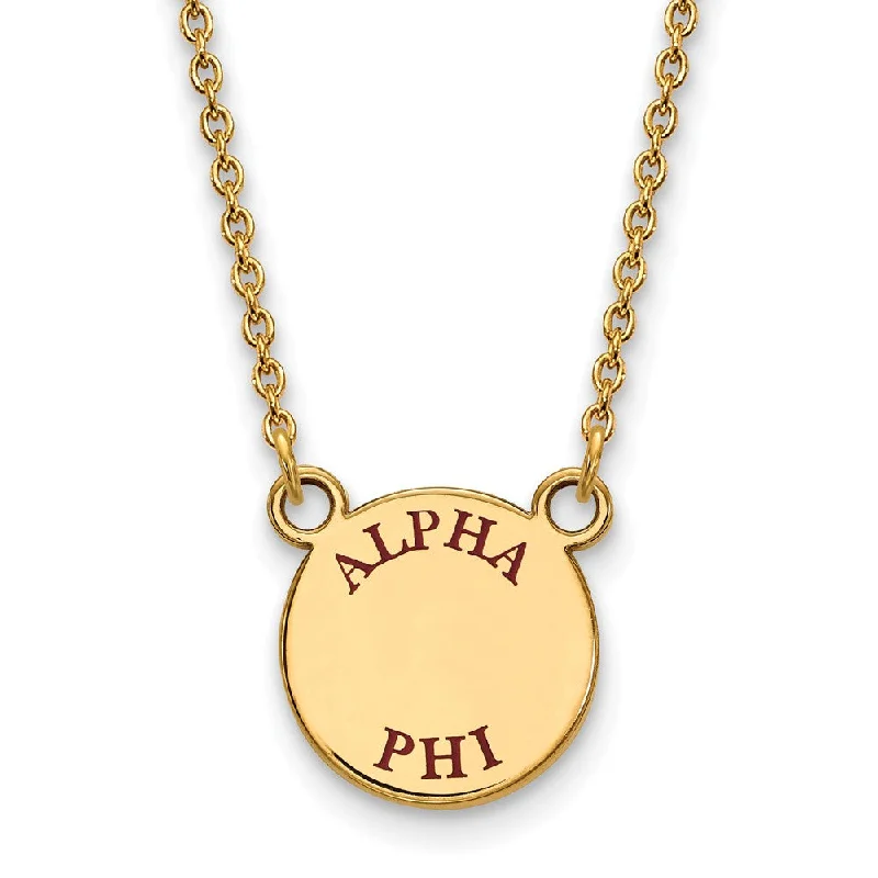 14K Plated Silver Alpha Phi Small Enamel Greek Letters Necklace