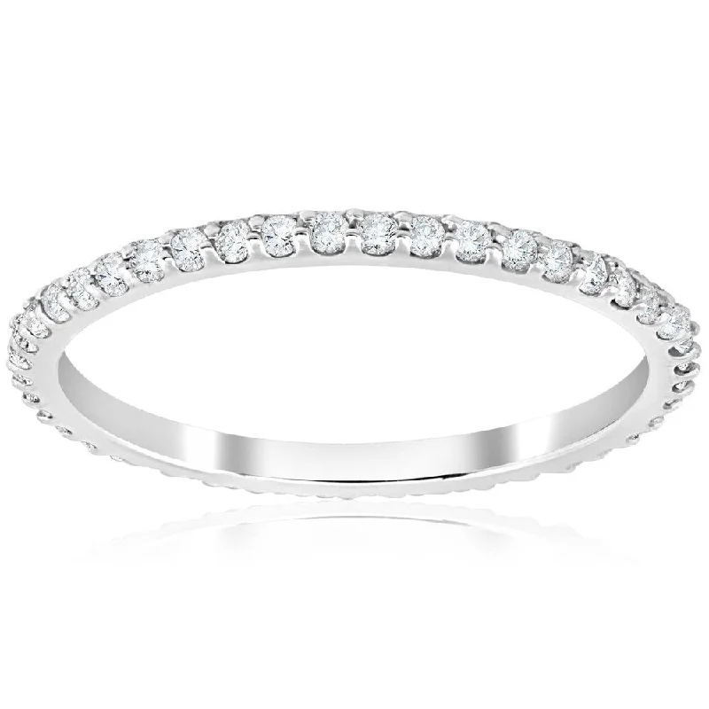 1/2 Ct Diamond Eternity Wedding Stackable Ring 14K White Gold