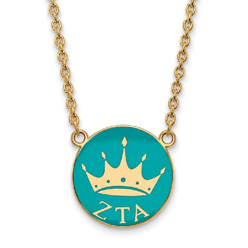 14K Plated Silver Zeta Tau Alpha Large Enamel Necklace