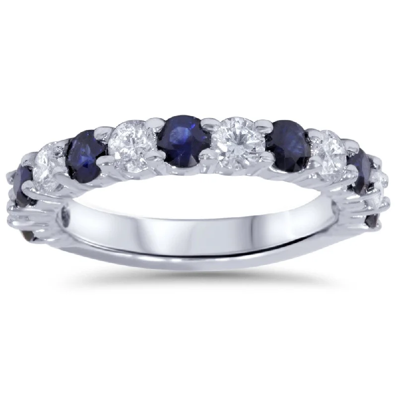 Pompeii3 14k White Gold 2ct TDW Diamond and Blue Sapphire Wedding Ring (I-J, I2-I3)