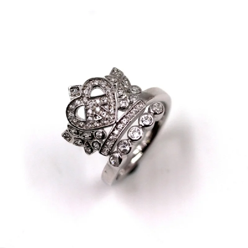 925 Sterling Silver White Natural Zircon Crown Ring