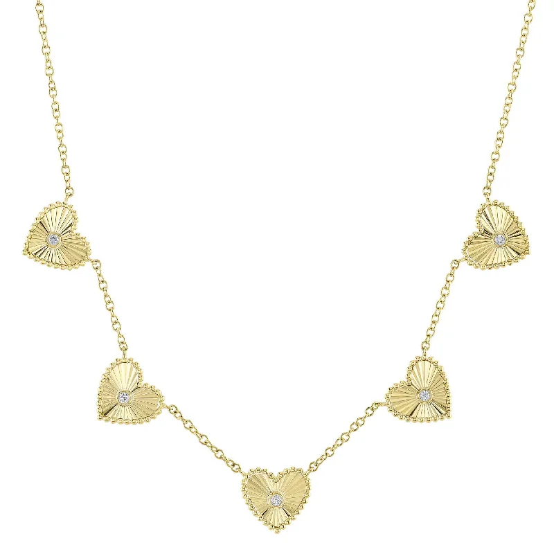 14K GOLD DIAMOND ATARA 5 HEART NECKLACE