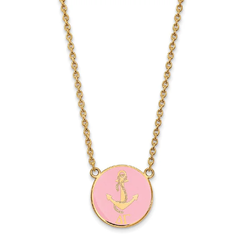 14K Plated Silver Delta Gamma Large Enamel Logo Necklace