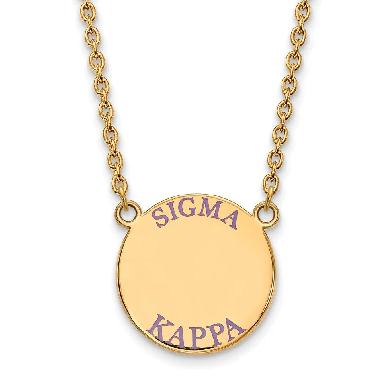 14K Plated Silver Sigma Kappa Large Purple Enamel Necklace